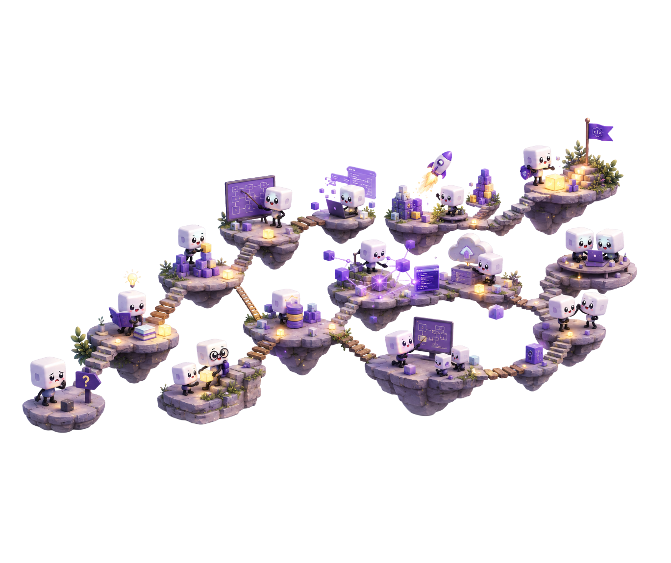 Cubix roadmaps — floating islands of learning
